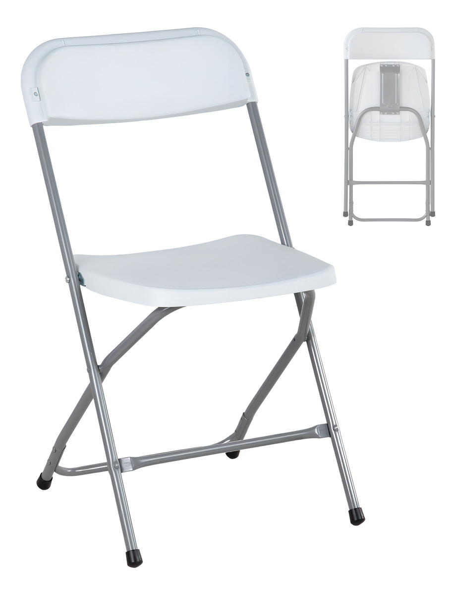 Set 6 Sillas Plegables Kingshouse Plástico Reforzado Blanco Jardín Eventos Liso - Imagen 2
