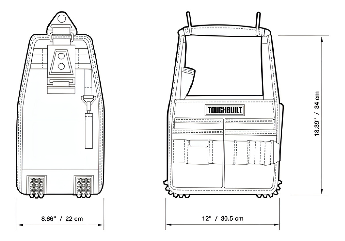 Cartuchera Tote 8'' C/bolso Abierto Y Clip Toughbuilt 1808 Color Negro - Imagen 5