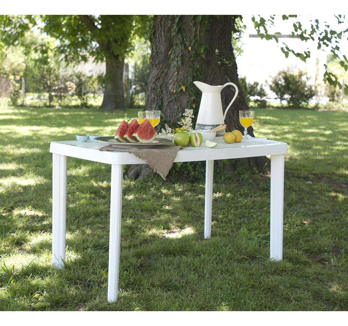 Mesa De Jardin Plastica Bali Rectangular Blanco Garden Life - Imagen 6