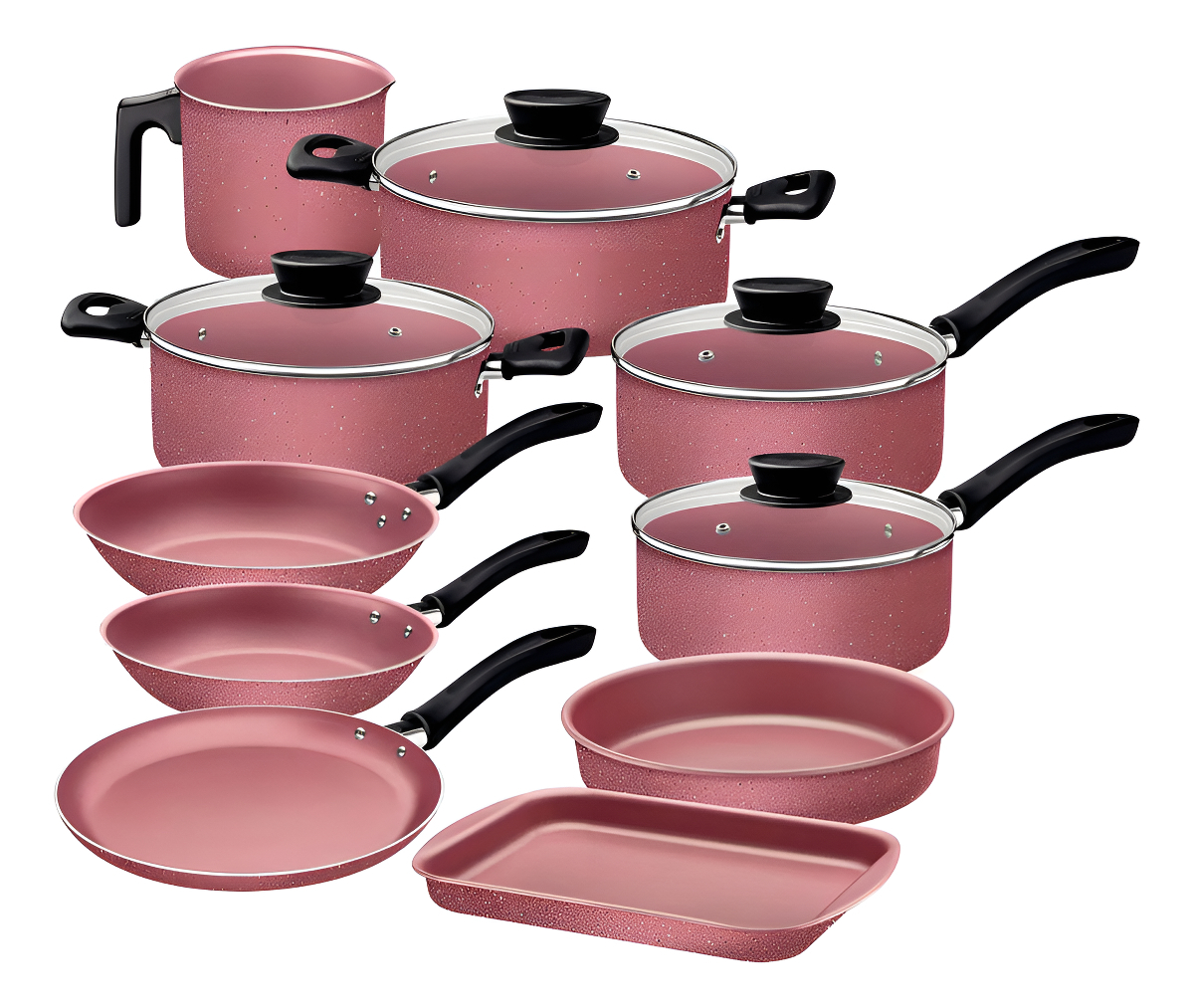 Juego De Batería De Cocina Tramontina 10 Piezas Linz Rosa