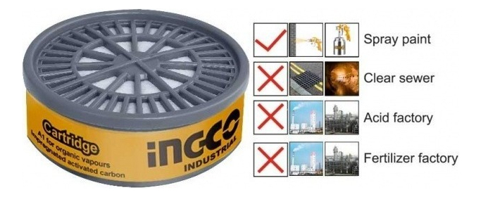 Filtro Para Mascara P/ Gas Anti Orgánicos Ingco Hcd03 - Tyt