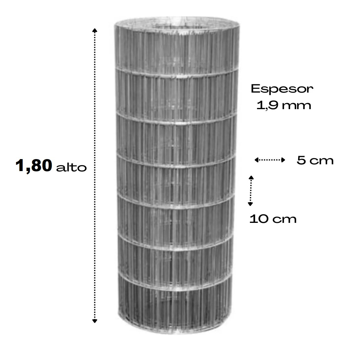 Tejido Malla Electrosoldada Galvanizada Rollo 25 Mts X 1.80 - Imagen 3
