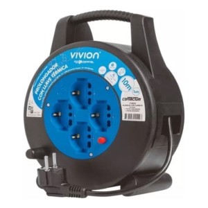 Alargue Carrete Enrollador 4 Tomas Shucko Vivion 10mts Pf Color 10 M