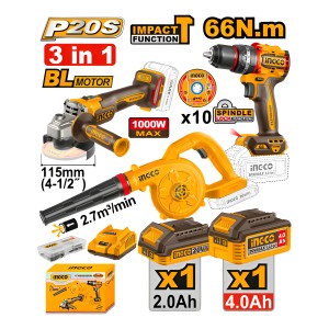 Kit Amoladora2 115mm + Taladro Atorn. 66nm+sopladora