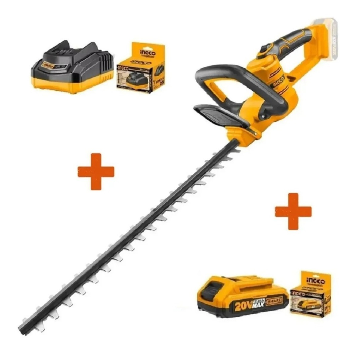 Corta Cerco 45cm A Bateria Ingco Chtli2001 + Bat. + Cargador - Imagen 2