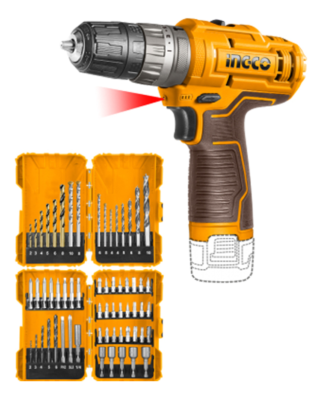 Kit Atornillador A Bateria Percutor 20nm + Set De Mechas Color Amarillo