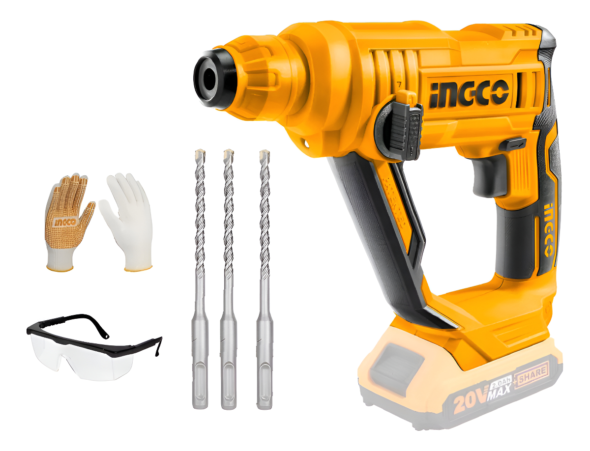 Rotomartillo Electroneumático Ingco P20s Crhli1601 Inalámbrico Amarillo Con 110w De Potencia