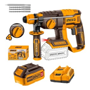 Rotomartillo 4 Funciones + Batería 4ah + Cargador Ingco Color Amarillo Frecuencia 50hx /60hz