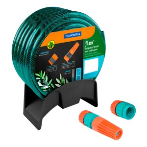 Kit Rollo De Manguera 21mt + Soporte Y Puntero Tramontina (R) Color Verde