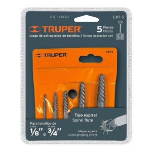 Extractor De Tornillos Dañados 5pc 1/83mm A 3/419mm Truper