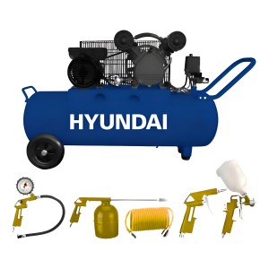 Compresor Hyundai Monofásico 2hp 100l 115psi Hyac100c