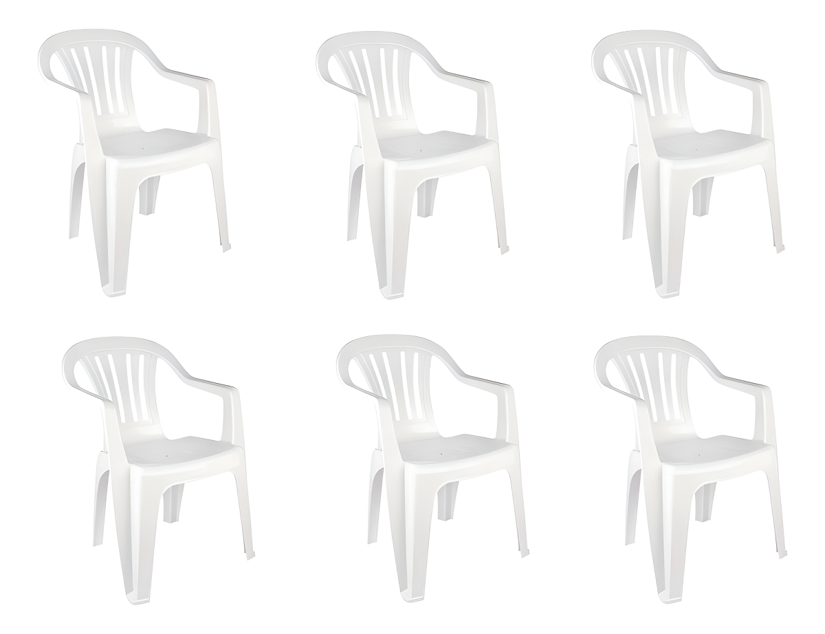 Set De 6 Sillones De Plástico Bela Vista Mor Color White Blanco