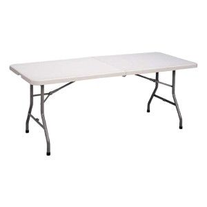 Mesa Plegable Tipo Valija 180 Cm Blanca Color Blanco