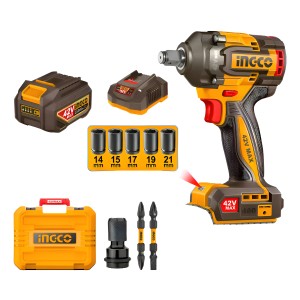 Llave De Impacto Ingco 42v 1/2 Recargable Kit + Accesorios