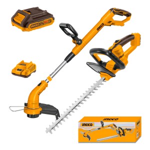 Combo De Bordeadora A Bateria 20v P20s + Cortacerco A Bateria 20v P20s En Caja C/2 Bat - Cosli240585 Ingco