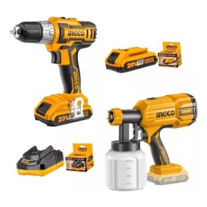 Kit Atornillador Ingco 20v S/percutor + Equipo De Pintar 20v