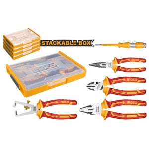 Set Organizador + 5 Herramientas Aisladas Electricista Ingco