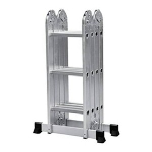 Escalera Articulada Aluminio Reisam 4x3 Escalones Multiposición 3.4m Plateado