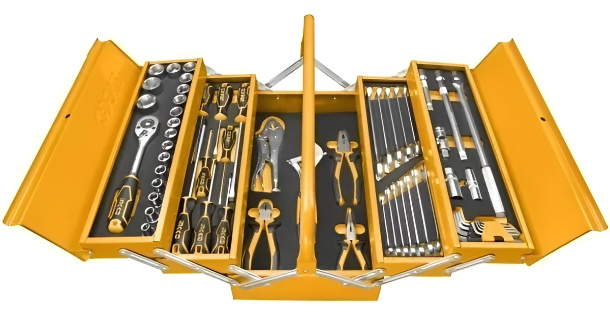 Caja De Herramientas 59 Herramientas + Valija Metalica Ingco