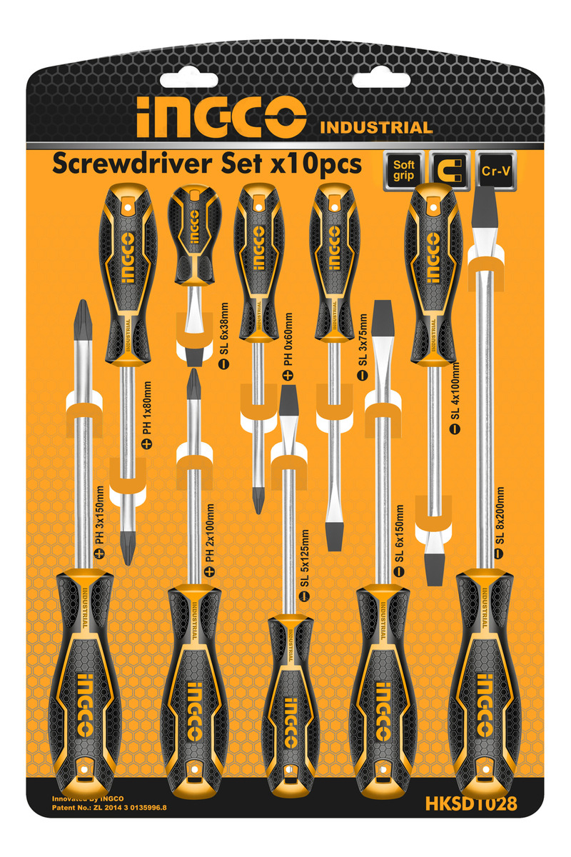 Juego Destornilladores 10 Pzas Ingco Hksd1028