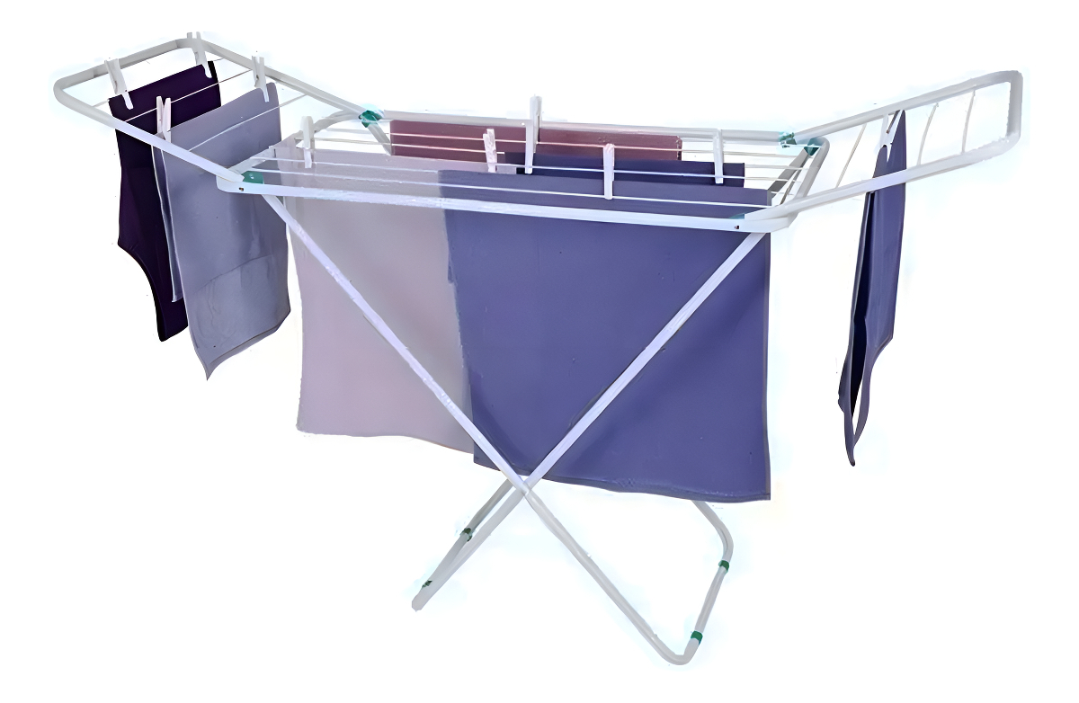 Tender Tendedero Para Ropa Pie Acero Plegable Con Alas Mor Blanco - Imagen 2