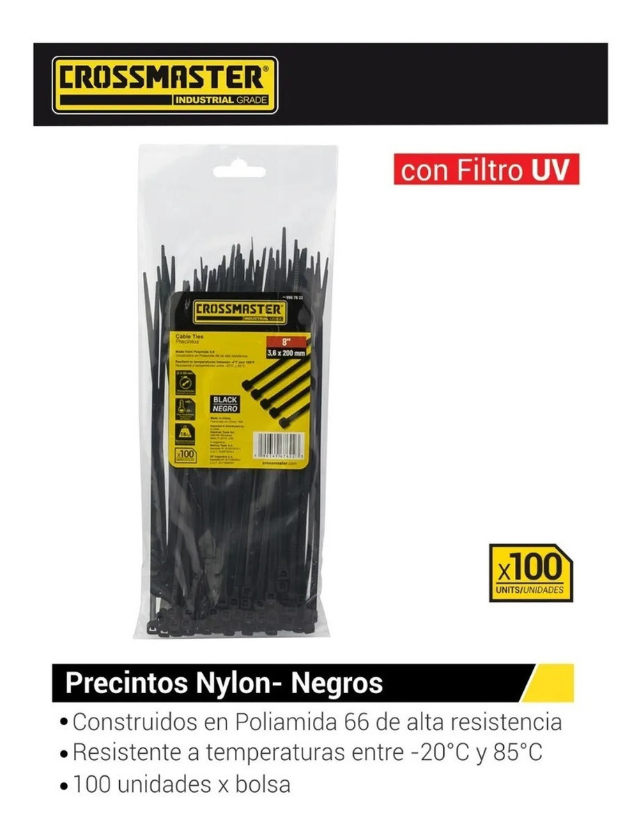 Precinto Collarín Plástico 2.5x100 Mm Blanco 200u Crossmater - Imagen 2