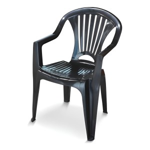 Silla Plástico Negro Resistente 150kg Uv Apilable Jardín Arqplast