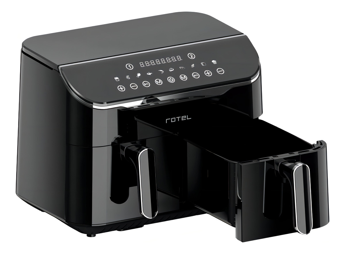 Freidora Sin Aceite Air Fryer Rotel Dual Canastos 4 + 4 Lt Color Negro - Imagen 2