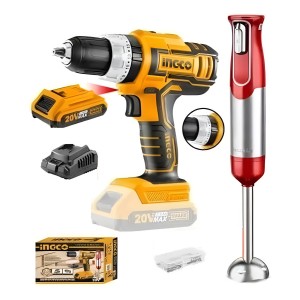 Taladro Atornillador Percutor Industrial Ingco 20v 2 Bateria Color Amarillo/negro Frecuencia 50 Hz/60 Hz