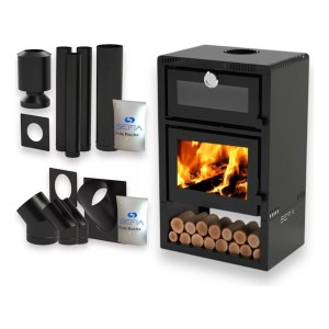Calefactor Premium Leña C/horno 150m2+ Kit Pared Z