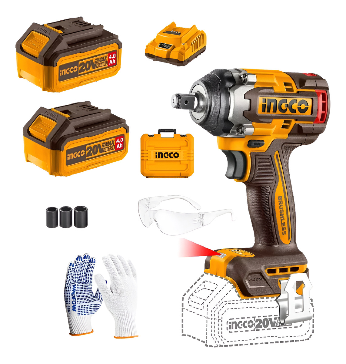 Llave De Impacto 500nm + 2 Bat_car Ciwli2050 Ingco - Tyt