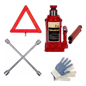 Kit Auto Gato Botella 2t + Baliza + Llave Cruz + Guantes