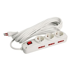 Alargue Zapatilla 3 Tomas Schuko 6 + 3 En Linea 5mts Color Blanco Conatel 717191