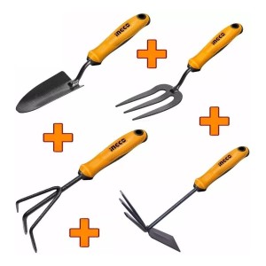 Kit X 4 Jardín Ingco Rastrillo + Pala + Cuchara + Tenedor