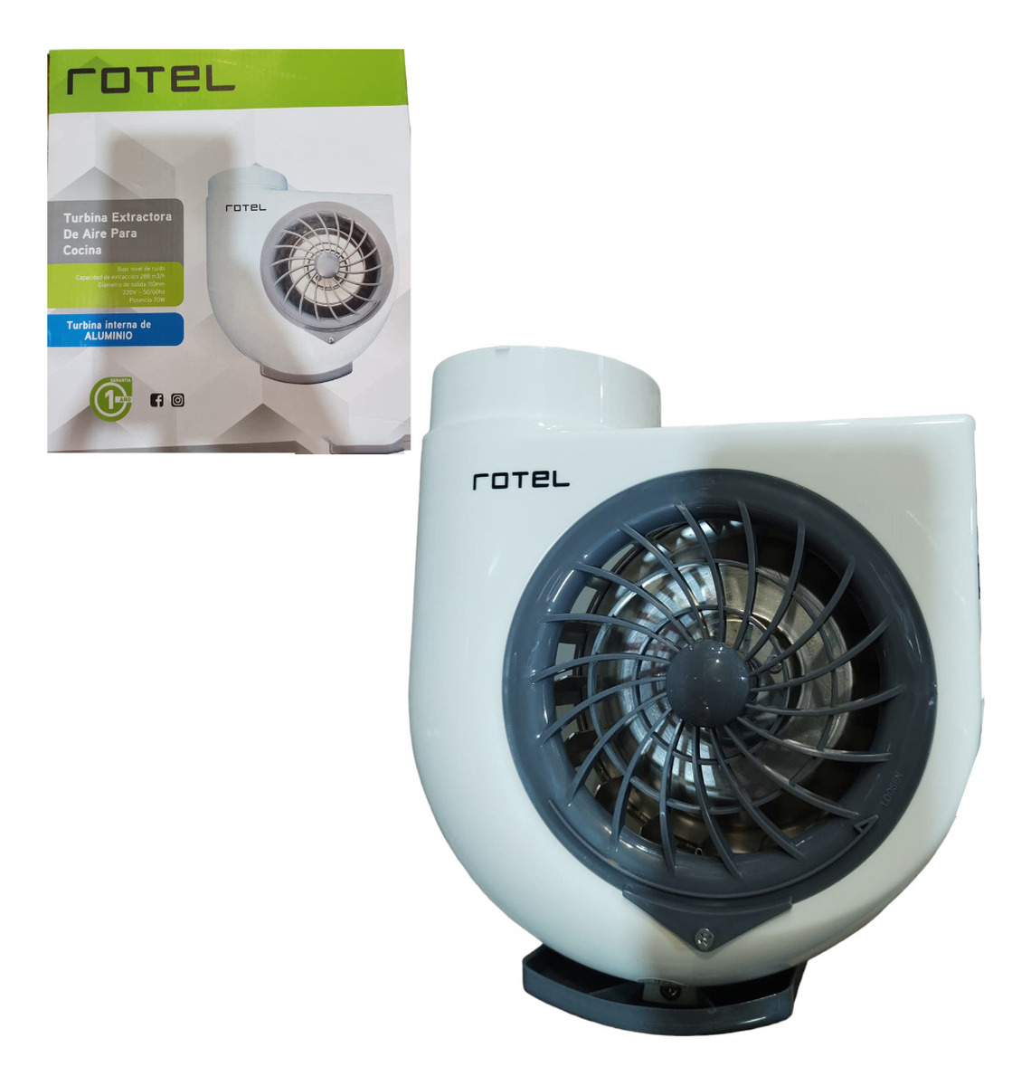 Extractor Turbina De Aire De Cocina Rotel Bajo Ruido Blanco - Imagen 2