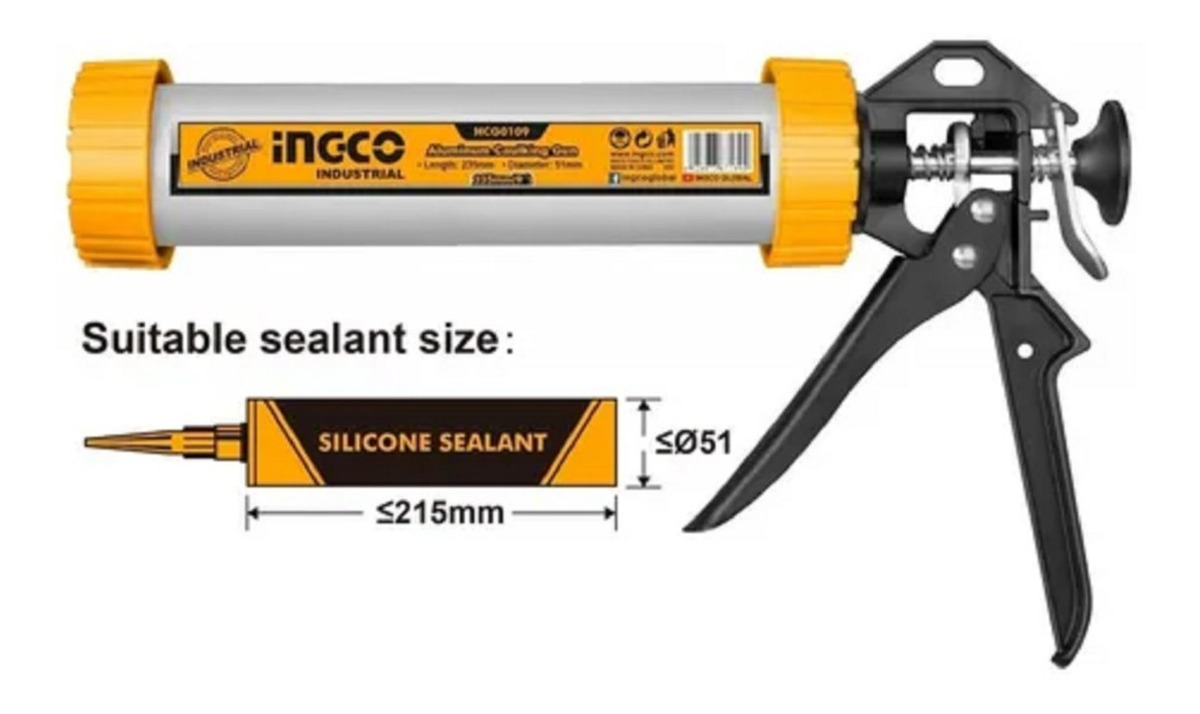 Pistola Aplicar Silicona Industrial 9 Ingco Hcg0109