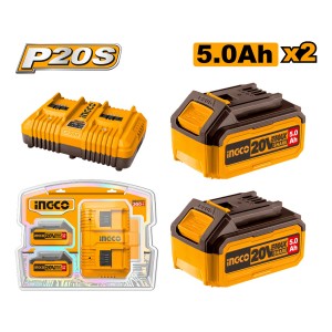 Set X 2 Baterias 20v 5amp + 1 Cargador Ingco Fbcpk2425- Smf