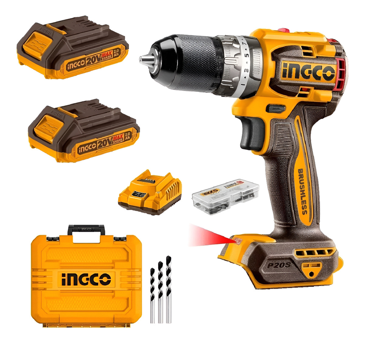 Atornillador Taladro Percut 60nm Bl A Bateria 20v 13mm Ingco