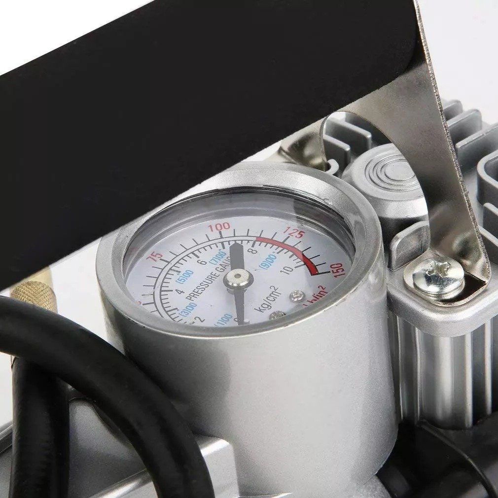 Compresor Inflador De Aire 12v 150psi Doble Piston C/reloj - Imagen 4