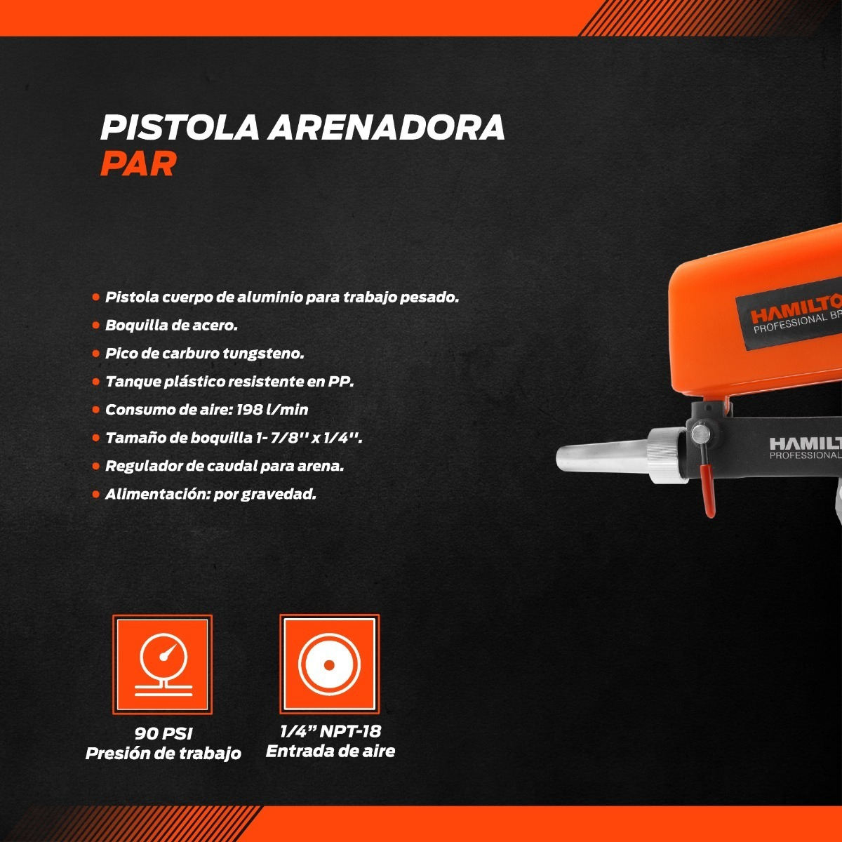Pistola Arenadora Gravedad Neumatica Prof Hamilton Par - Imagen 5