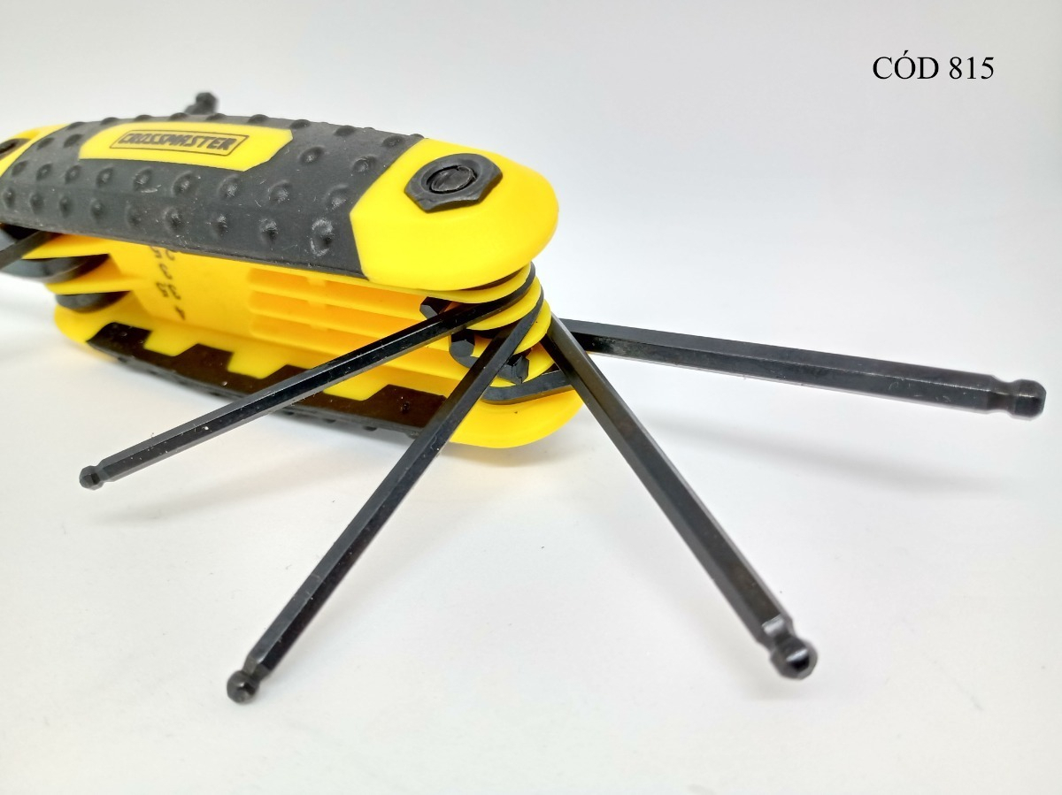 Juego De 9 Llaves Allen Hexagonales Plegables Metricas Cross - Imagen 3