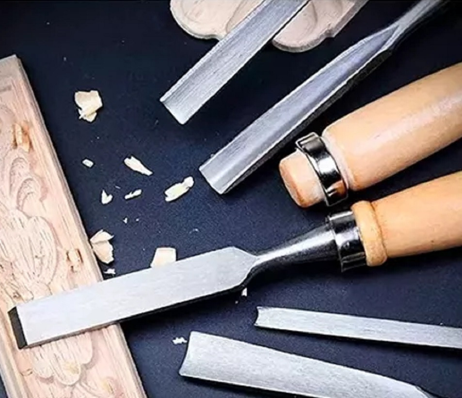 Kit Gubias Cinceles Talla Madera Acero Profesional + Piedra - Imagen 4