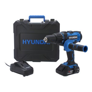 Taladro Atornillador Con Percutor A Batería Hyundai Hykci20 13mm Color Azul