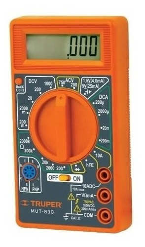 Tester Multimetro Digital Truper Mut-830 Diodo Transistor - Imagen 2