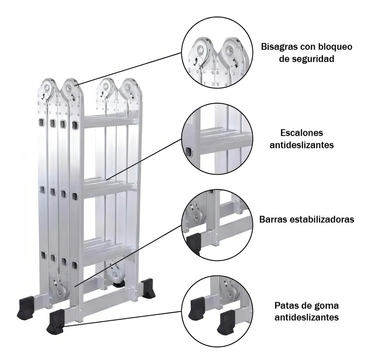 Escalera Pleglable Multiproposito 12 Escalones 3 X 4 Metros - Imagen 2