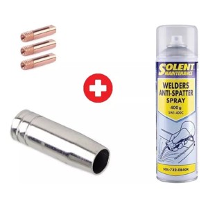 Combo Mig Consumibles 3 Boquillas 1 Tobera + Spray Anti Ad