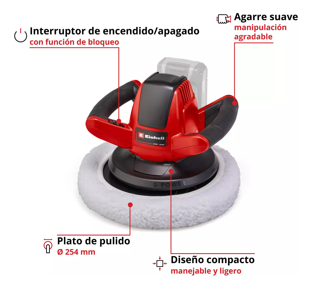 Pulidora Inalám Automovil Cecb 18/254 Einhell Bateri+cargad - Imagen 5