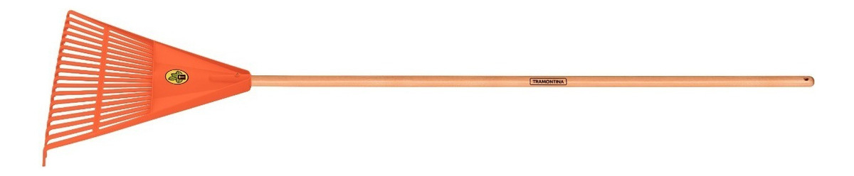 Barrehojas 22 Dientes Plastico Mango Madera 120cm Tramontina Naranja
