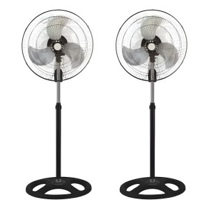 Pack X2 Ventilador De Pie 3 Aspas 50hz Estructura Negro Diámetro 50 Cm Frecuencia 50 Material De Las Aspas Metal Transparente