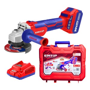 Amoladora A Bateria 20v Valija Emtop Con Bateria Y Cargador Rojo